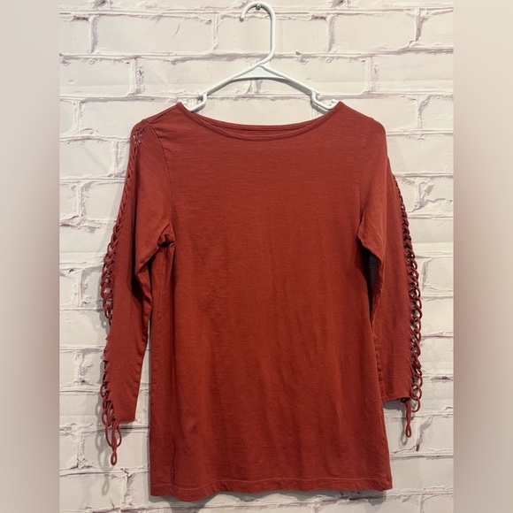 Pepin Maroon Long Sleeve Top with Braided Side Detail – Size Small - Picture 1 of 5